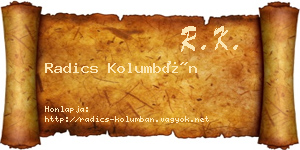 Radics Kolumbán névjegykártya